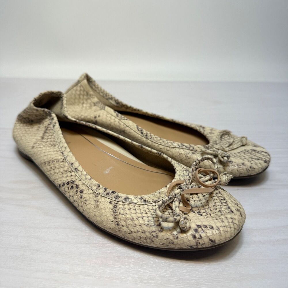 Vionic Callisto Snake Print Ballet Shoes Neutral Cream/Tan Women's 6M